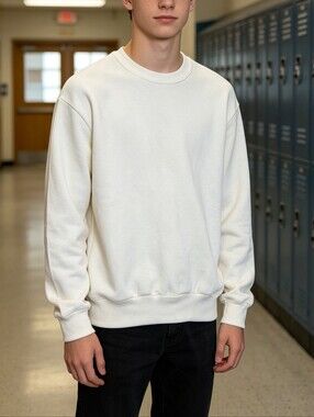 Vintage Jerzees Blank Crewneck Sweatshirt Youth Large 14-16 Crean NWT 90's